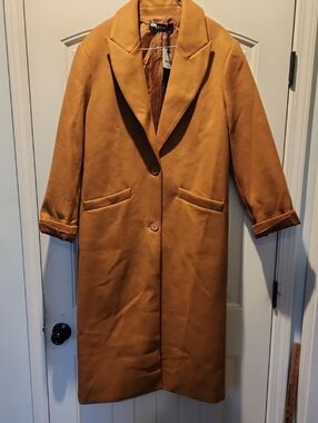 Lioness Mustard Single-Breasted Long Trench Coat NWT Size XS